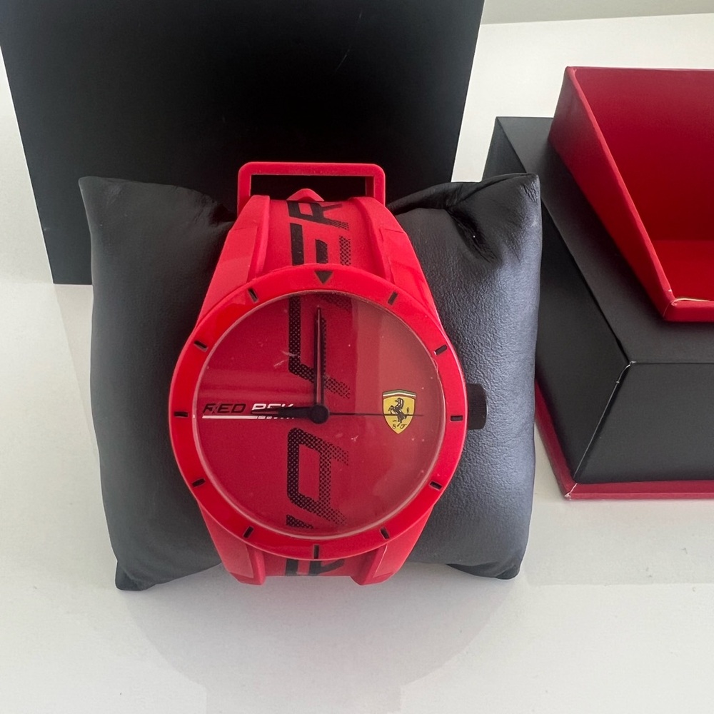 Ferrari Red Sporty Watch with Silicone Strap